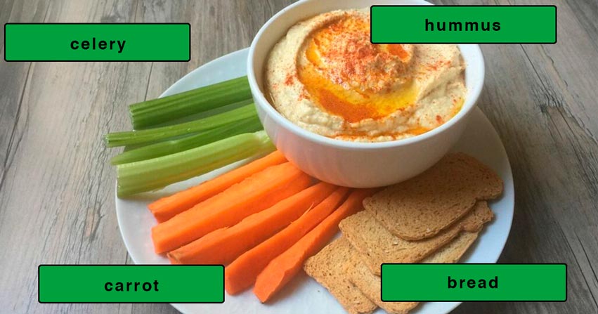 several dishes recognition multilabel combination dish hummus